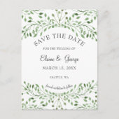 Glam Greenery bruiloft met de datumkaarten Aankondigingskaart (Voorkant)