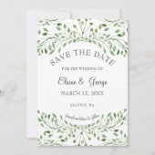Glam Greenery bruiloft met de datumkaarten Save The Date (Voorkant)