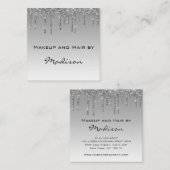 Glam Grey Silver Glitter drukt artiest uit Vierkante Visitekaartje (Voorkant / Achterkant)