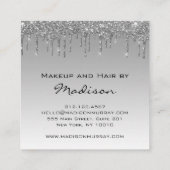 Glam Grey Silver Glitter drukt artiest uit Vierkante Visitekaartje (Achterkant)