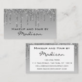 Glam Grey Silver Glitter drukt artiest uit Visitekaartje (Voorkant / Achterkant)