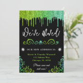Glam groen en lichtblauwe verloop glitters Nieuwe Aankondiging (Staand voorkant)