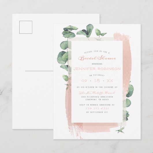 Glam Groen Glam Gepiliseerd Sprigs Botanisch Vrijg Uitnodiging Briefkaart (Voorkant / Achterkant)