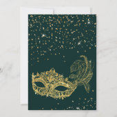 Glam Groen Goud Glitter Masquerade Verjaardag Kaart (Achterkant)