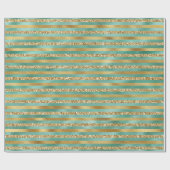 Glam Groen Goud Glitter Strepen Cadeaupapier (Vlak)