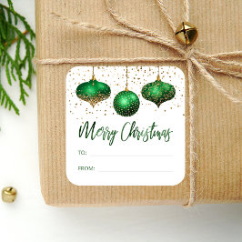 Glam Groen Gouden Kerstversiering Vrolijk Kerst Va Vierkante Sticker