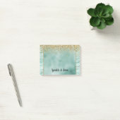 Glam Groen Witte Strepen Gouden Glitters Post-it® Notes (Kantoor)