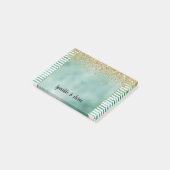 Glam Groen Witte Strepen Gouden Glitters Post-it® Notes (Schuin)