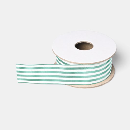 Glam Groen Witte Strepen Grosgrain Lint (Spoel)