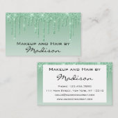 Glam Groene Drip Glitter Drips Visagist Visitekaartje (Voorkant / Achterkant)