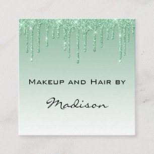 Glam Groene Drip Glitter Make-up Artiest Vierkante Visitekaartje