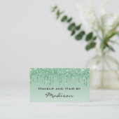 Glam Groene Drip Glitter Make-up Artiest Visitekaartje (Staand voorkant)