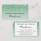 Glam Groene Drip Glitter Make-up Artiest Visitekaartje (Voorkant / Achterkant)