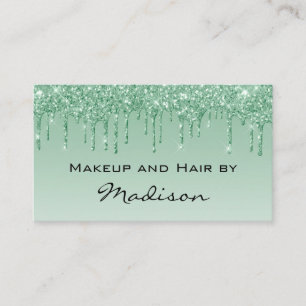 Glam Groene Drip Glitter Make-up Artiest Visitekaartje