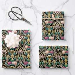 Glam Groene Herfst Oogst Art Deco Inpakpapier Vel