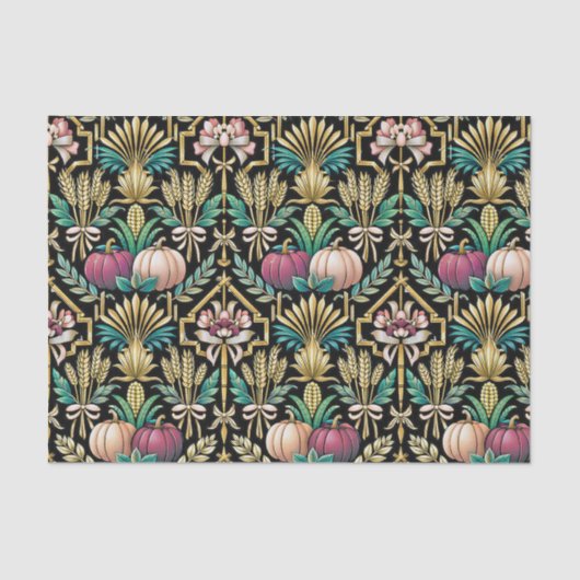 Glam Groene Herfst Oogst Art Deco Tissuepapier (Voorkant)