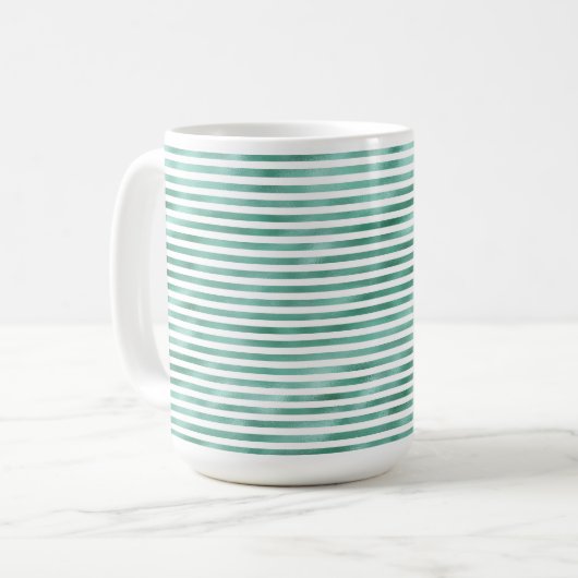 Glam Groene Witte Strepen Koffiemok (Voorkant links)
