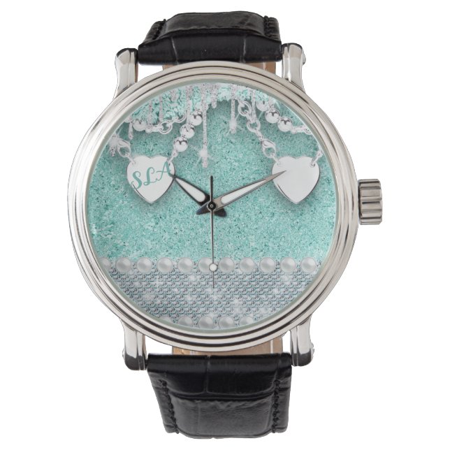Glam Grunge Sparkle Horloge (Voorkant)