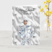 Glam Guy Zilver Kerstmis Kaart (Gele Bloem)