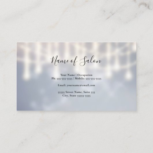 Glam Haarstylist Gouden Scharen Zilveren Twinkle B Visitekaartje (Achterkant)