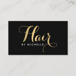 Glam Haarstylist Script Text Gold/Black Visitekaartje
