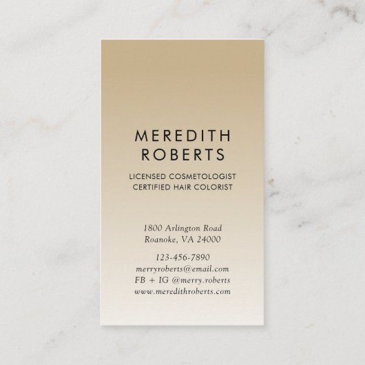 Glam Hair en Make-up Gouden Blond Haar Curl Visitekaartje (Achterkant)