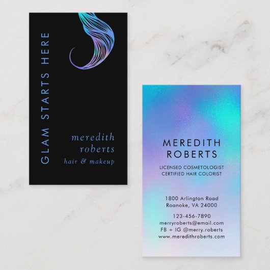 Glam Hair en Make-up Opal Hair Curl Visitekaartje (Voorkant / Achterkant)