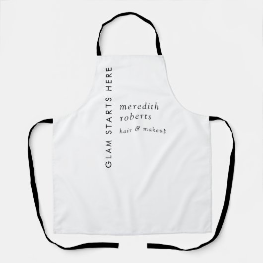 Glam Hair en Make-up Zwart Wit Salon Schort (Voorkant)