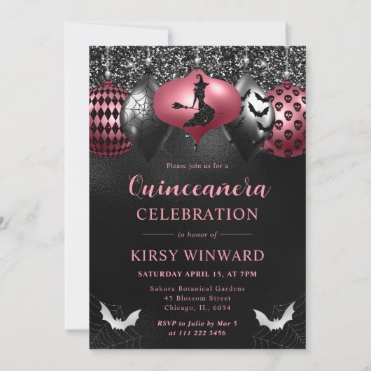 Glam Halloween Ornamenten Quinceanera Kaart (Voorkant)