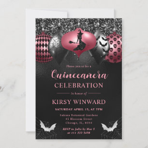 Glam Halloween-ornamenten Quinceanera Kaart