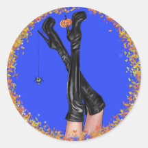 Glam Halloween Witch Legs in High Heels & Leaves