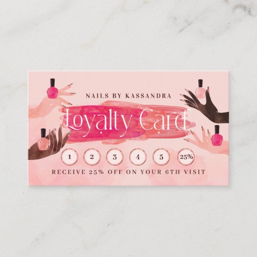 Glam Hands Nail Pools manicure Nail Salon Loyalty Visitekaartje (Voorkant)