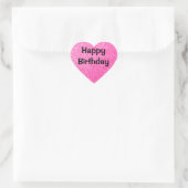 Glam Happy Birthday Black Hot Pink Glitter Sparkle Hart Sticker (Tas)