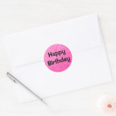 Glam Happy Birthday Black Hot Pink Glitter Sparkle Ronde Sticker (Envelop)