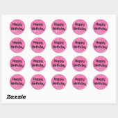 Glam Happy Birthday Black Hot Pink Glitter Sparkle Ronde Sticker (Vel)