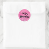 Glam Happy Birthday Black Hot Pink Glitter Sparkle Ronde Sticker (Tas)