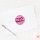 Glam Happy Birthday Black Hot Pink Glitter Sparkle Ronde Sticker (Envelop)