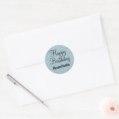Glam Happy Birthday Blue Silver Glitter Sparkles Ronde Sticker (Envelop)