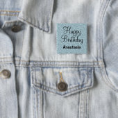 Glam Happy Birthday Blue Silver Glitter Sparkles Vierkante Button 5,1 Cm (In situ)