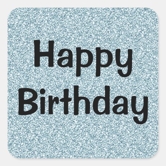 Glam Happy Birthday Blue Silver Glitter Sparkles Vierkante Sticker (Voorkant)