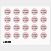 Glam Happy Birthday Blush Pink Rose Gold Glitter Ronde Sticker (Vel)