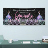 Glam Happy Birthday Dancers Quinceanera Roze Zwart Spandoek (Beurs)