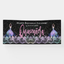 Glam Happy Birthday Dancers Quinceanera Roze Zwart