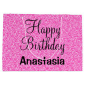 Glam Happy Birthday Hot Pink Glitter Sparkle Name Groot Cadeauzakje
