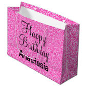 Glam Happy Birthday Hot Pink Glitter Sparkle Name Groot Cadeauzakje