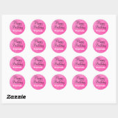 Glam Happy Birthday Hot Pink Glitter Sparkle Name Ronde Sticker (Vel)