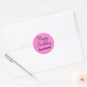 Glam Happy Birthday Hot Pink Glitter Sparkle Name Ronde Sticker (Envelop)