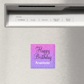 Glam Happy Birthday Ombre Paarse Glitter Sparkle Magneet (Insitu (Vaatwasser))