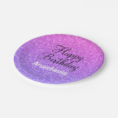 Glam Happy Birthday Ombre Paarse Glitter Sparkles Papieren Bordje (Gekanteld)