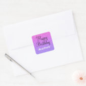 Glam Happy Birthday Ombre Paarse Glitter Sparkles Vierkante Sticker (Envelop)